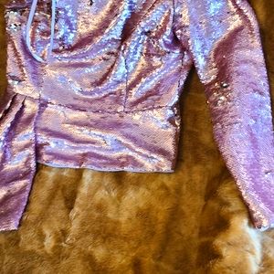 Sequin top pink one shoulder